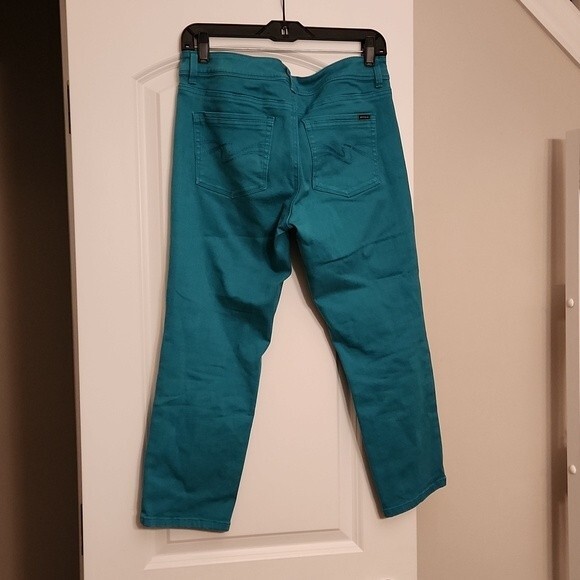 White House Black Market Women's Turquoise "Blanc" Slim Crop Jeans Size 6 - Picture 7 of 10